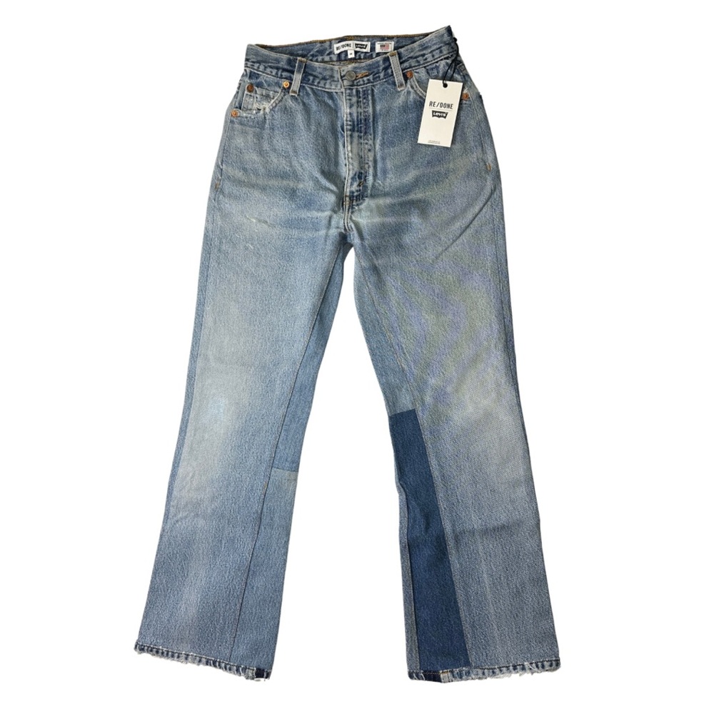 Re/Done Levi's Jeans 24 High Rise Patchwork Ankle Crop 70's Loose Flare MSRP 375